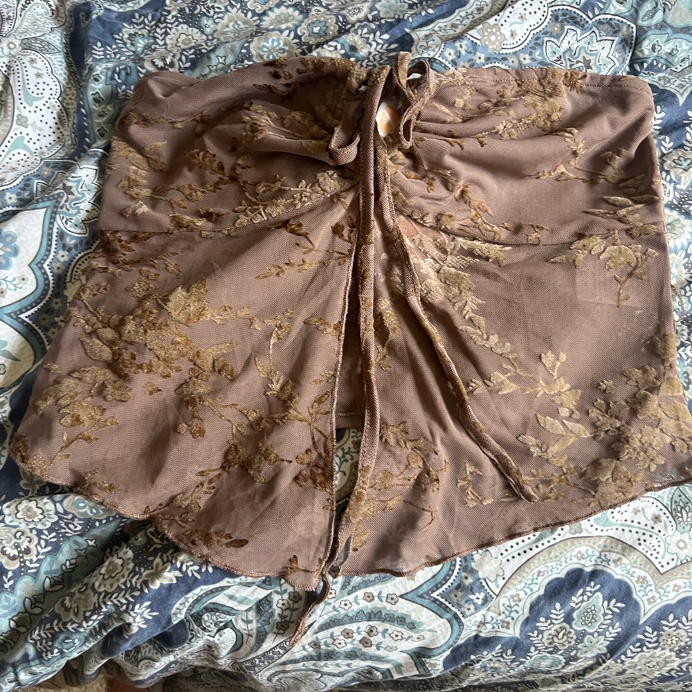 Brown and Gold Ruched Camisole Top